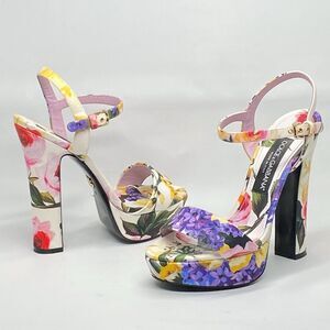 Dolce & Gabbana floral-print gabardine platform sandals size 38